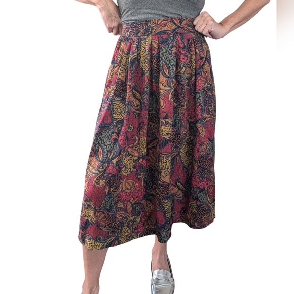 Vintage Elliott Lauren Multicolor A-Line Full 80s Retro Skirt Size 4 - Picture 1 of 11
